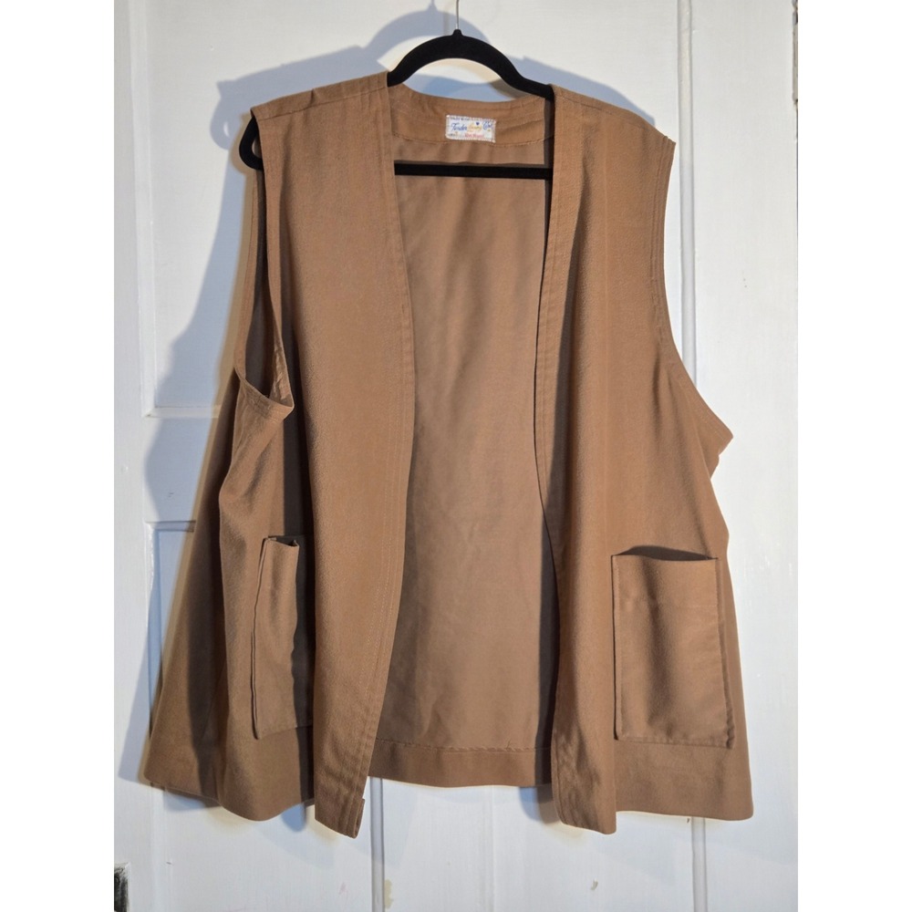 Tender Loving Care Rhea Shepard Vintage Camel Tan Open Front Pocket Vest